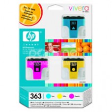 Cartus cerneala HP 363 Ink Cartridges 3-pack with Vivera Inks contains a cyan magenta and yellow ink cartridge CB333EE